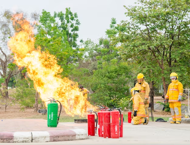 Firefighter undergoing training